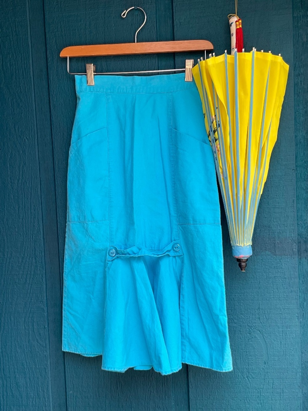 True Vintage 1990’s Turquoise Flair Midi Skirt